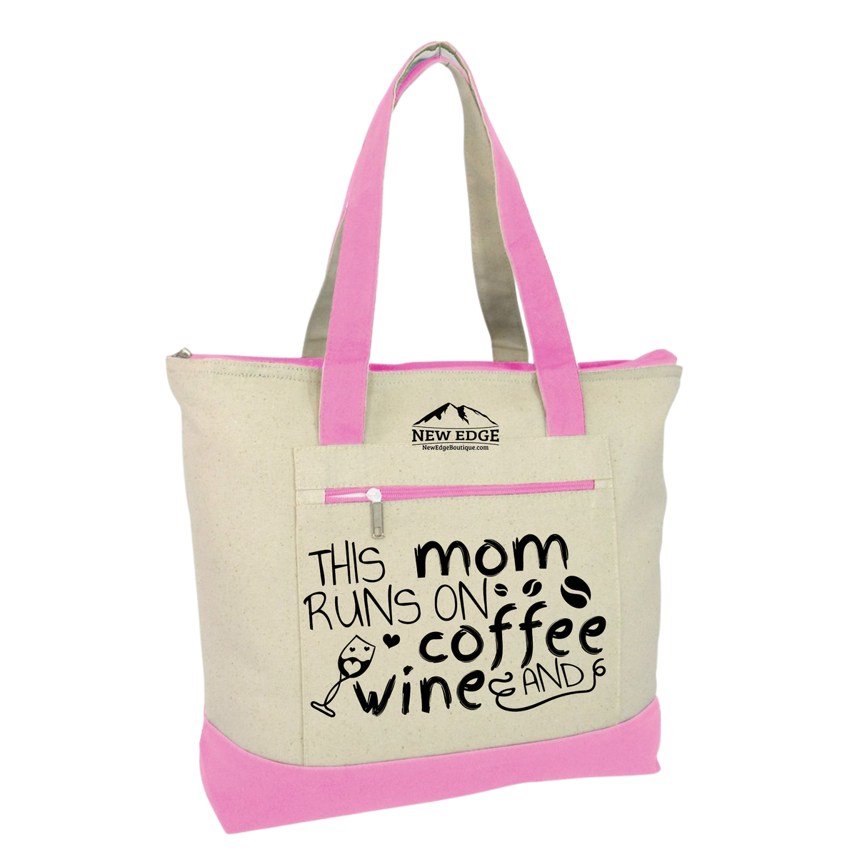 This mom Runs on Coffee and wine. Coffee Lovers Tote Bag