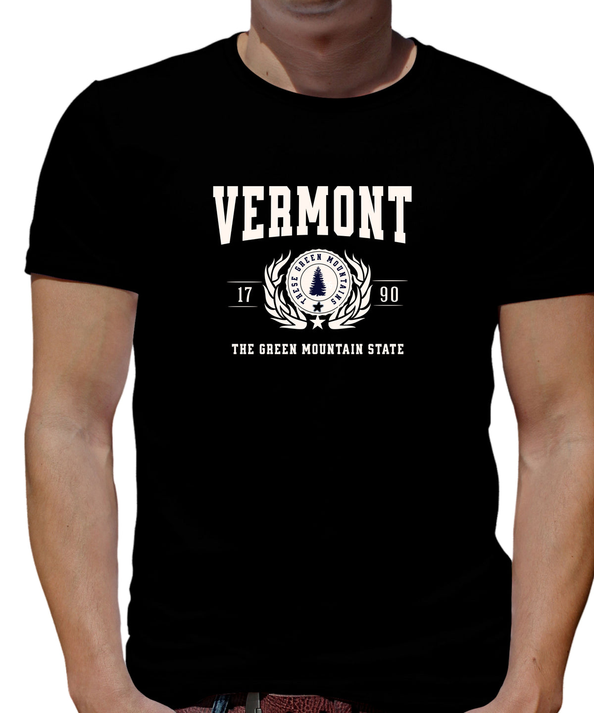 VERMONT UNISEX COLLEGIATE STATE T-SHIRT.