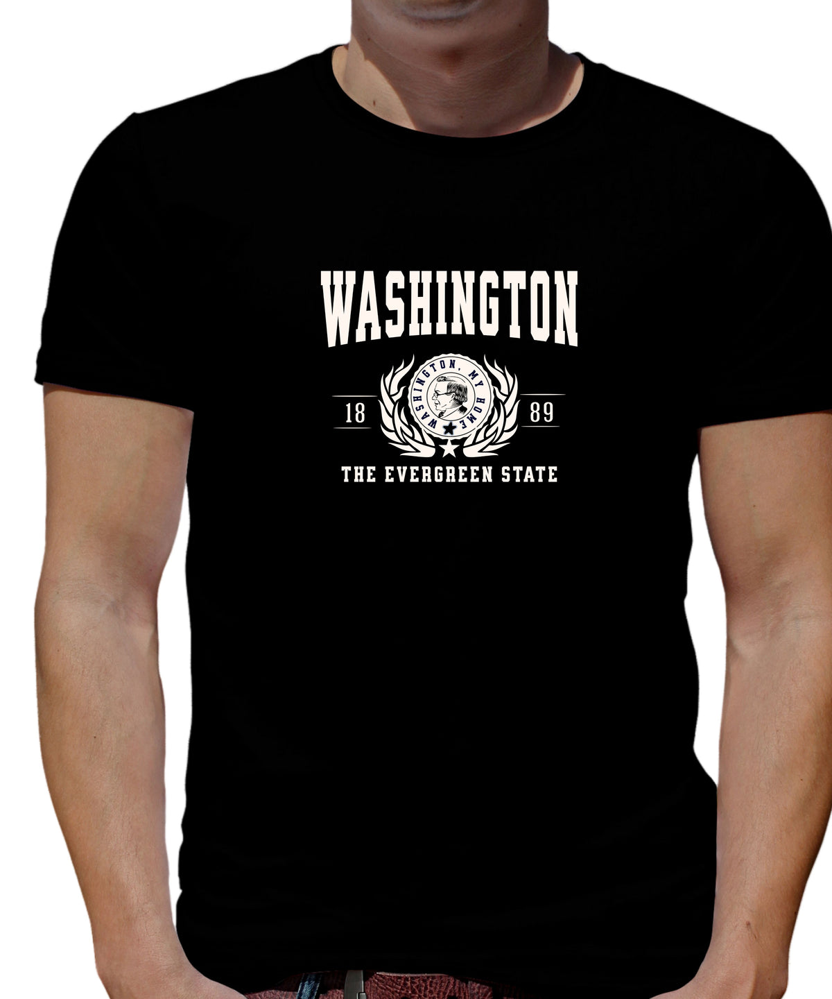 WASHINGTON UNISEX COLLEGIATE STATE T-SHIRT.