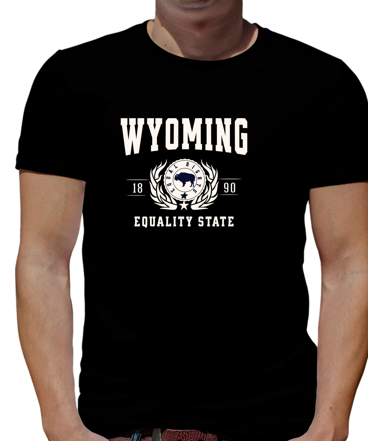 WYOMING UNISEX COLLEGIATE STATE T-SHIRT.