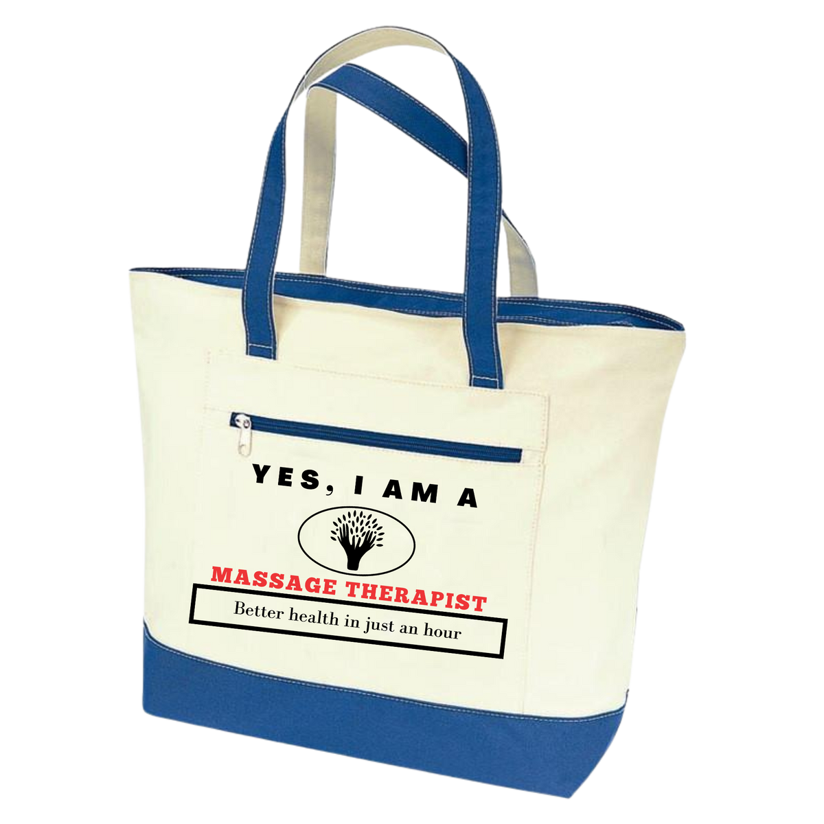 YES, I AM A MASSAGE THERAPIST TOTE BAG.	Better health in just an hour.