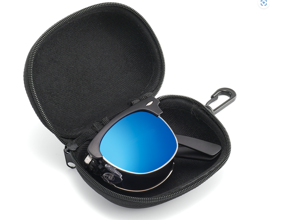 FOLDING BLACK SUNGLASSES WITH MULTICOLORED LENSES