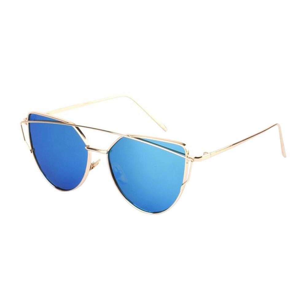 Fashion Twin-Beams Classic Women Metal Frame Mirror Sunglasses Cat Eye Glasses