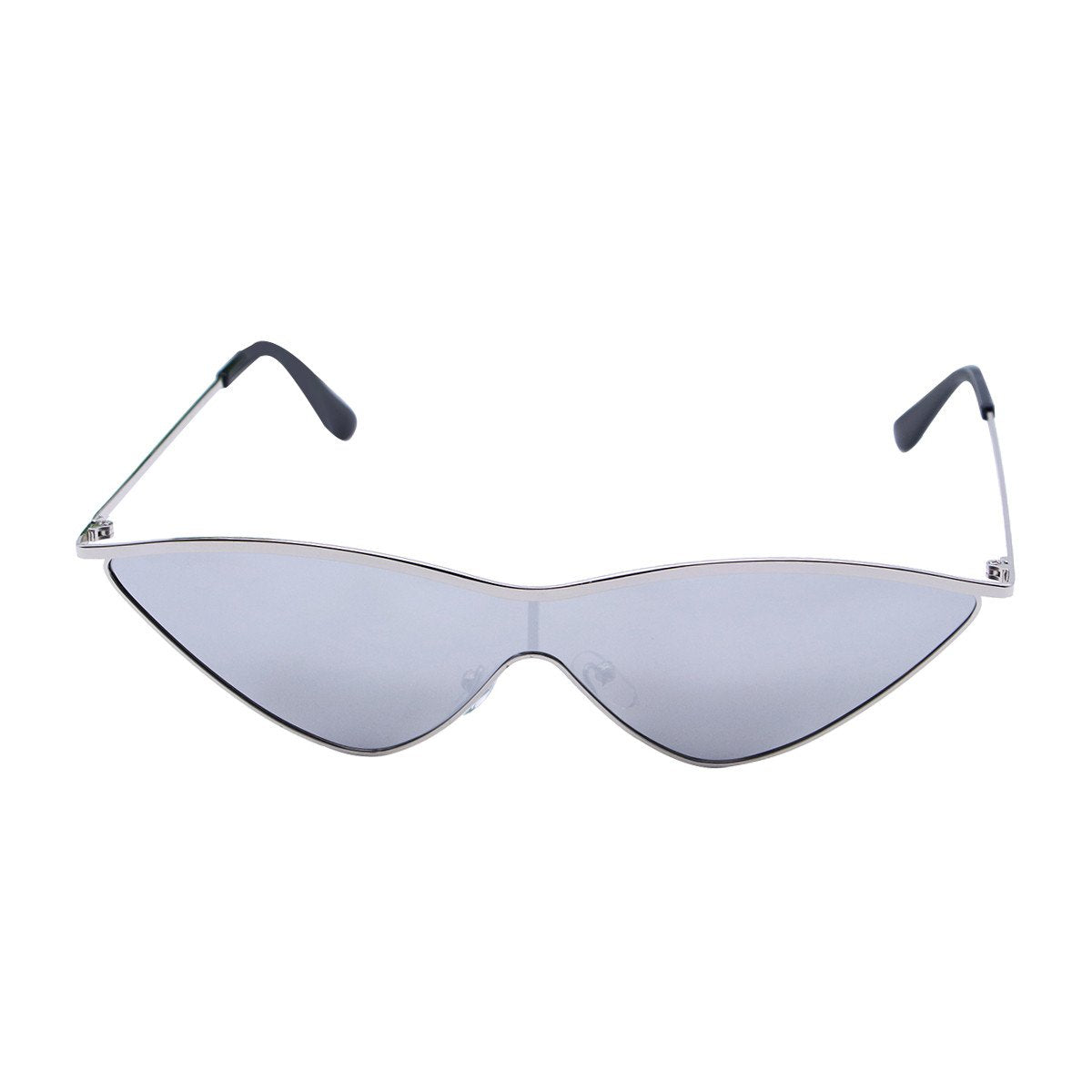 Women&#39;s Cat Eye Sunglasses Metal Frame with Colored Mirror One Piece